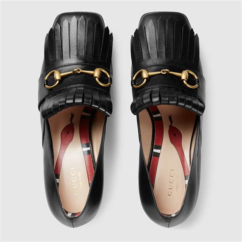 gucci loafers heeled|Gucci fur loafers women's.